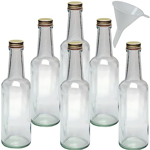 mikken 6 botellas pequeñas de cristal de 250 ml para rellenar + 1 embudo