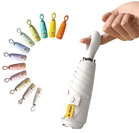 Mini Paraguas de Viaje Para el Sol y Lluvia - Compacto, Plegable, Ligero - Protección UV Anti UPF 50, 99.9% Bloqueo - Para Hombres, Mochila Portátil Pequeña