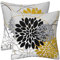 Schwarz-gelbe Kissenbezüge, 45,7 x 45,7 cm, Dahlie, Frühling, Sommer, Überwurfkissen, geometrisches Blumenmuster, elegante Linie, quadratische Kissenbezüge, Bauernhaus, Outdoor, Heimdekoration für