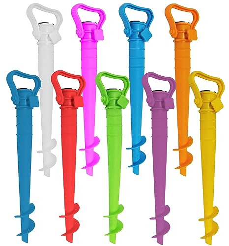 Land-Haus-Shop® Garten Strand Rasen Erde Sonnenschirm Halter Anker Sonnenschirmhalter Bodenhülse Erdspieß Bodendübel Kunststoff bunt (Blau)