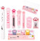 TIESOME Set di cancelleria a forma di zampa di gatto, 9 pezzi, temperamatite kawaii, cancellino retrattile, nastro correttivo, foglietti adesivi, righello, mini forbici, taglierino, forniture