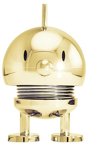 Hoptimist Bumble Wackelfigur & Glücksbringer, Skandinavische Deko Figuren für Wohnzimmer, Schreibtisch, Büro, Bürodeko & Lustige Kleine Geschenke, 4,5 x 5,8 x 7,6 cm, Small, Gold