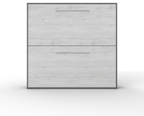 MAXIMAHOUSE Schrankbett Etagenbett Bunk Bed Invento NEU LED (2x90x200), mit Lattenrost aus Holz, Bitt im Schrank, Wandbett, Klappbett, Kinderzimmer (Grau/Eiche Monaco)