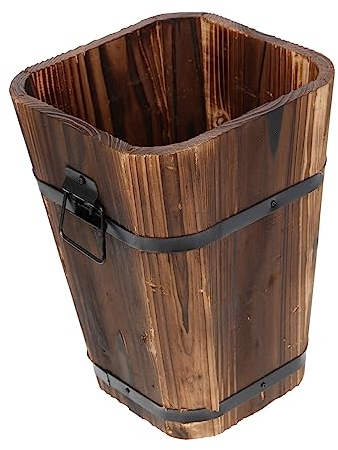 Milisten Wood Planter Box and Succulent Flowerpot for Indoor Outdoor Use, Medium Carbonized Wood Retro Style Plant Container, Decorative Wooden Planter for Garden and Home