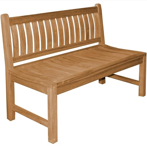 Teako Design Teakholz Bank Arezzo Massivholz Wetterfest, Verschiedene Größen, für den Außenbereich geeignet, Outdoor-Möbel, FLEGT-lizenziert, Holzbank (120 cm), TB-1211-x