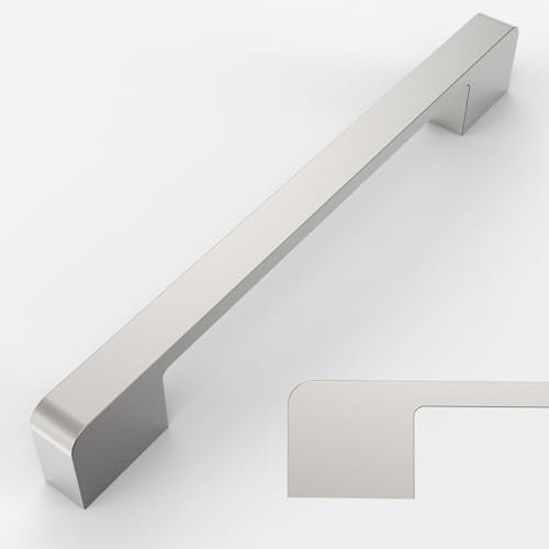 Amerdeco 10 Pack Brushed Satin Nickel Cabinet Pulls - 6.3 Inch(160MM) Hole Centers Kitchen Handles for Cabinets and Cupboards - AM018