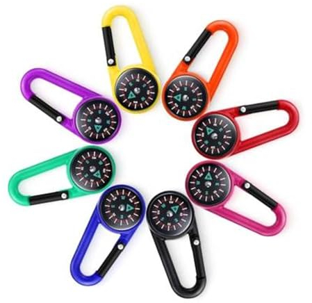 Mousqueton Boussole Boussole Porte-Clés Compass Boussole de Poche Boussole Enfant Portable Boussole Boussole Survie 3 en 1 Boussole Mini Boussole pour Voyage Randonné Alpinisme Cadeaux Enfants,8PC