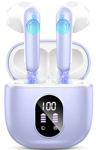 Cuffie Bluetooth 5.3, Auricolari Bluetooth HiFi Stereo Cuffie Wireless In Ear con ENC Mics, Cuffie Senza Fili Cancellazione Rumore Cuffiette Bluetooth IP7 Impermeabili, Auricolari Wireless LED 42H Blu