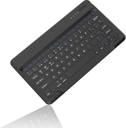 IVEOPPE Teclado con Bluetooth Inalámbrico, Tableta Compatible con Android/Samsung/Huawei/Xiaomi/Lenovo, Teclado Español Ñ Bluetooth Inalámbrico Súper Delgado de para iPad, iPad Pro, iPad Air, Negro
