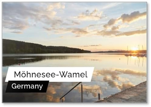 Kühlschrankmagnet Sonnenuntergang in Möhnesee-wamel, Möhnetal, Südufer, Kreis Soest, NRW, DE, Germany