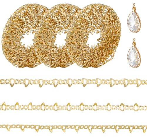 PH PandaHall 18k Gold Plated Copper Bezel Strip Gallery Wire, 10 feet 3m Copper Craft Wire Gallery Wire for Craft Supplies DIY Women Gemstone Setting Handmade Necklace Jewelry Making