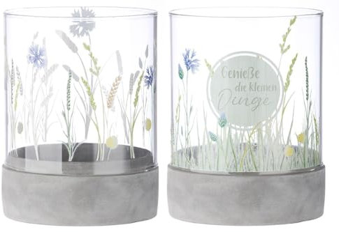 Windlicht Wildblumen auf Zementsockel-2 Fach Sortiert