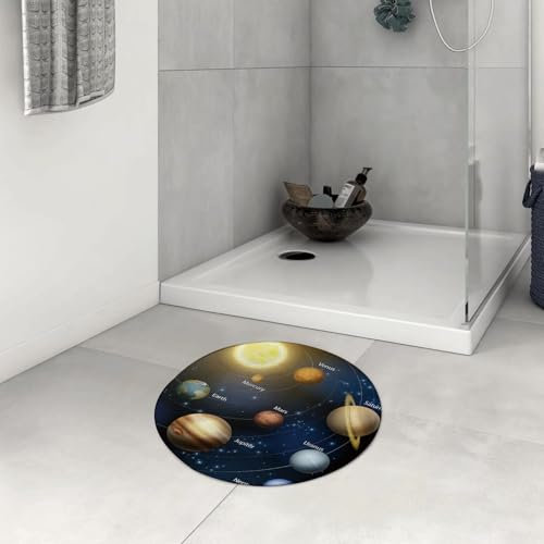 OHAGS nicht rutsches Badezimmermatten maschinenwaschbar, Ultra-weich und Wasser saugfähiger Badenteppich für Badezimmer,Das Sonnensystem besteht aus Erde, Merkur, Venus, Mars, Jupiter, Satur,60x60 cm