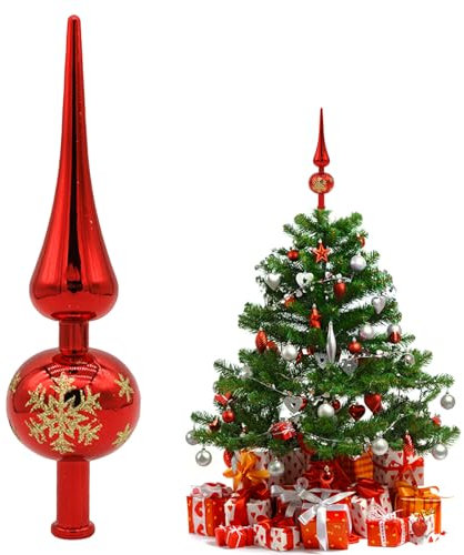 AsyinXson Glitzer Weihnachtsbaumspitze Stern,Gold Christmas Decorations,Deco Weihnachtsbaum-Spitze Aus Kunststoff,Christmas Party Decoration,Christbaumschmuck Spitze,Baumspitze Weihnachten (Rot)