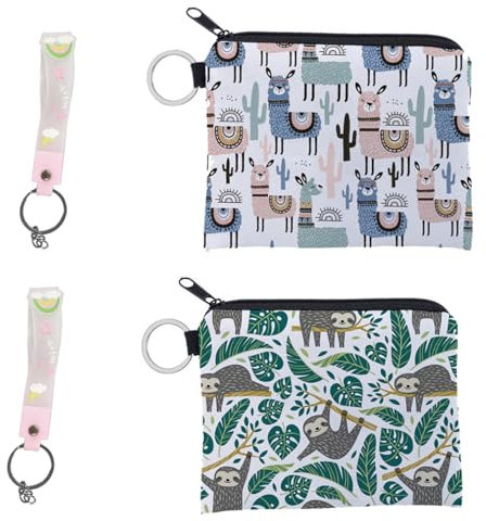 Xiciki 2 pièces Porte Monnaie Enfant, Porte-Monnaie garçon Fille avec Sangles Porte-clés, Porte-Monnaie Mignon Dessin animé Sac à Monnaie avec Fermeture éclair Design Animal Petit Portefeuille