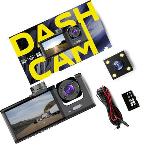 DashVision Dash Cam Omni | 3-Camera Full HD 1080p | Front, Rear & Internal Recording | WiFi/App Compatible | Night Vision | Motion Detection | G-Sensor | 24/7 Car Camera Dash Cam