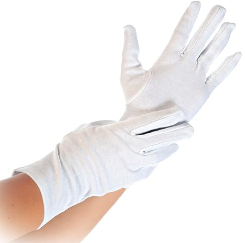 FRANZ MENSCH 600 Stück Hygostar Baumwollhandschuhe Blanc, weiß, 7/S, L: 23cm, Karton, Baumwollhandschuhe, Textilhandschuhe, Stoffhandschuhe