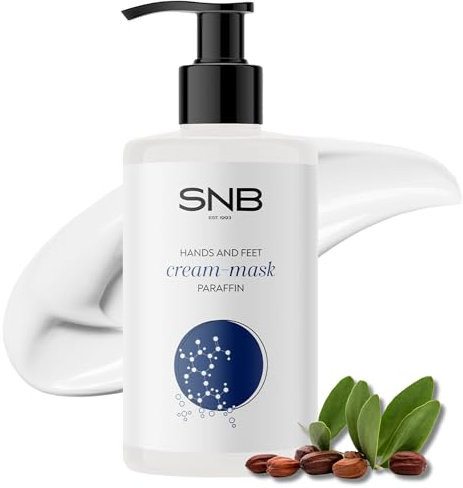 SNB Professional - Máscara de parafina para manos y pies, 250 ml, con aceite de jojoba, ácido hialurónico, ácidos grasos omega-6 y 9, cuidado de manos y pies, para piel muy seca y agrietada,