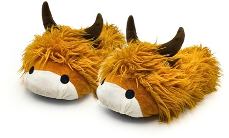 Baffies' Krazy Kicks - Hamish The Highland Cow. Soft Highland Cow Slippers, Comfortable Slippers for Women & Men, Indoor Fluffy Slippers, Non-Slip Slippers for Home, Highland Cow Gifts.