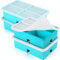 4 Pack Silicone Freezer Trays With Lid, 1 Cup Molds for Soup, Broth, Leftovers - Microwave-Safe Container, Aqua