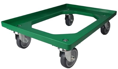 BADfabrik24 Transportroller Kunststoff 60x40 cm Grün, 1 Stück – 4 Leichtlauf-Lenkrollen, Traglast 250 kg – ideal für Kisten & Euroboxen, stabile Transporthilfe