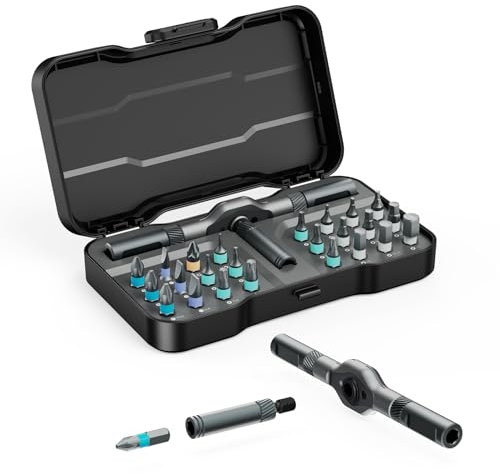 Bomivoi 24 in 1 Magnetic Screwdriver Set, DIY Ratchet Screwdriver Set, Multi Bit Magnetic Drive Set with Detachable Ratchet Handle, Portable Precision Repair Tool Kit for Funiture Computer Bicycle