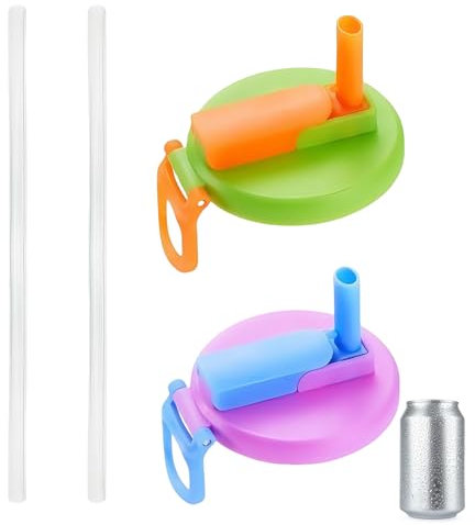 2 Pcs Can Lid with Straw,Can Straw Lid,Soda Can Lids with Straw,Can Lids for Fizzy Drinks,Can Covers with Straws,Reusable Tins Tops,Silicone,for Can Covers for Soda,Beer,Beverage,Juice,Seltzer