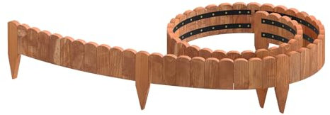 WOLTU Rasenkante, Beeteinfassung Holz, Beetumrandung 203x20 cm, Flexibler Rollborder, Gartenpalisade, Mähkante, Umzäunung für Garten, Dunkelbraun