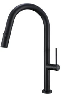 DILECI - Robinet de Cuisine avec Douchette Extractible – Mitigeur Bec Haut Pivotant 360° Noir Mat – Design Moderne Résistant à la Corrosion – Installation Facile et Fonctionnalité Optimale