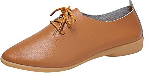 Zapatos de piel para mujer, zapatos con cordones, estilo vintage, zapatos de punta, zapatos planos de moda, zapatos de trabajo, zapatos de oficina, clásicos y modernos, zapatos de negocios, monocolor