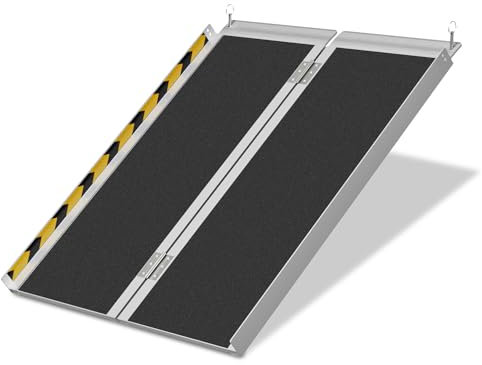 Eikuavons 91x73cm Rollstuhlrampe Belastbar bis 270KG Rollstuhlrampe mit Rutschfester Oberfläche Tragbare Rollstuhlrampe Rollstuhlklapprampe für Zuhause Stufen Treppen Türöffnung