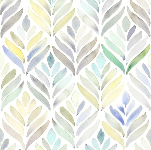 Yumeihoe Multicolored Peel and Stick Wallpaper Watercolor Tulip Leaves Self Adhesive Wallpaper Removable Contact Paper for Bathroom Corridor Home Wall Decor 17.7x118