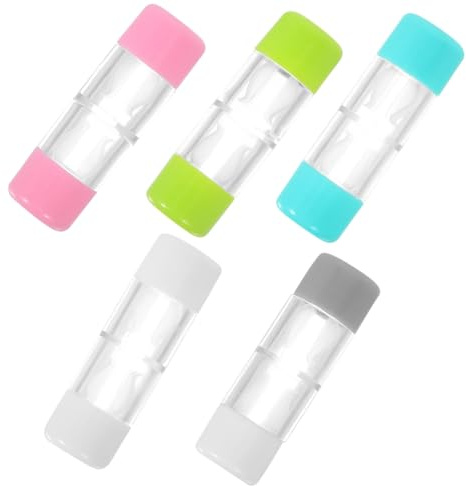 Homoyoyo 5pcs Double-Ended Rgp Contact Lens Companion Box Case Containers in Colors Portable Barrel Case for Daily Care and Travel Soak Storage