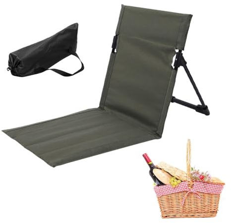 Klappbare -Sonnenliege, Liegestuhl-Matte, verstellbare Rückenlehne und Reißverschlusstasche, Camping-Boden mit Aufbewahrungstasche, Liege, Rückenlehne für Angeln, Wandern