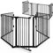 CASARIA® 2X Kaminschutzgitter Baby Laufstall mit Sicherheitstür 612x76cm Ofengitter Metall Kinderschutz ohne Bohren Hundegitter Freistehend Schwarz Kamingitter