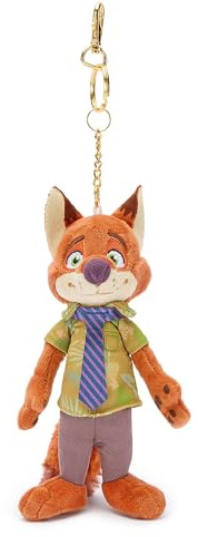 Disney Store Japan Official - Zoomania - Nick Wilde - Schlüsselanhänger mit kleinem Kuscheltier - Plüsch-Fuchs in grünem Hemd mit lila Krawatte - 17 cm