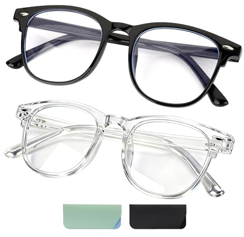 Swiftctrl 2 Stück Blaulichtfilter Brille Set für Herren und Damen mit 2 Brillenetuis, Blue Light Glasses mit Blaulichtblockierung und UV-Schutz, Superleichte Anti-Müdigkeit Gaming Brille