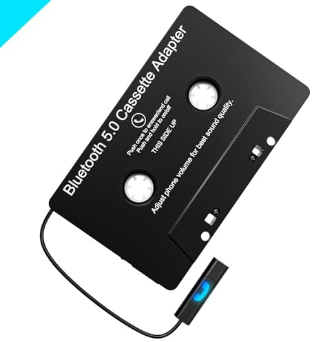 voijump Car Audio Cassette to Aux Adapter,Wireless Cassette Audio Receiver,Tape Player Bluetooth 5.0 Cassette Aux Adapter,Audio Cable Tape Adapter for Car, Phone, MP3 ect. Black