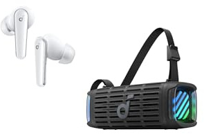 soundcore Anker Audio Bundle – Boom 3i Rugged Outdoor Bluetooth Speaker + Liberty 5 Noise Cancelling Wireless Earbuds, 50W Powerful Sound, Dolby Audio, and IP68 Waterproof Design for Home