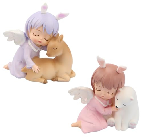 ERINGOGO Adornos para Pasteles No Comestibles, Decoración de Pastel de Cumpleaños Figuras de Ángel, Set de 2 Piezas para Decoración de Tartas y Fiestas Infantiles, Accesorio Decorativo