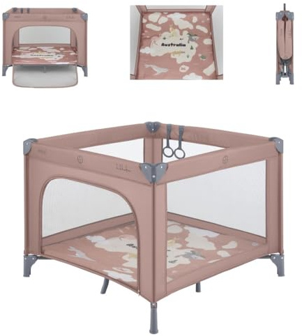 Kikka boo Laufstall Enjoy Matratze Reißverschluss klappbar Tsche Hängegriffe rosa