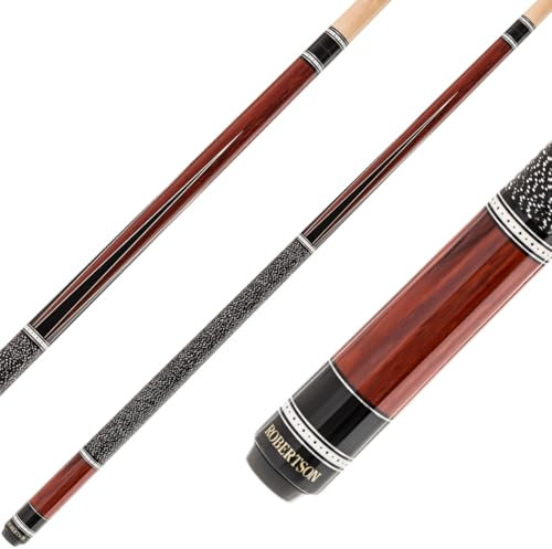 Robertson Pool Billard Queue Modell R-2, 2 teiliger Billardqueue mit Leinengriffband, Cue Länge 147 cm, 13 mm Profi Klebeleder, Edelstahl Schnellverschluss, Ahornholz, braun, inkl Gewindeschutz