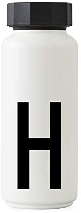 Design Letters Thermoflasche 500 Ml (A-Z) | Ideal für Trinkflasche Kinder, Trinkflasche Schule, Fahrrad & Sport | Weiß Thermoflasche | BPA/BPS Frei, Auslaufsicher & Spülmaschinenfest