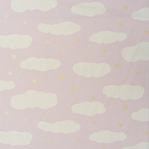Rasch Bambino Dekostoff Baumwollstoff Gardinenstoff Meterware Himmel Wolken Sterne rosa 150cm