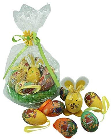 Unbekannt Osterdeko Eier und Hase im Nest mit Ostergras (1 Stück)