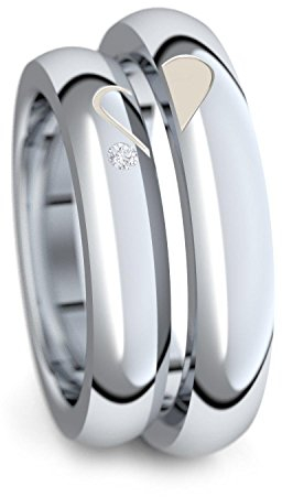 Verlobungsringe Paar Silber 925 Freundschaftsringe Partnerringe Zirkonia *GRATIS Etui mit 2 Herzen* (Weißgold Platin Optik) Verlobungsringe Paarpreis Set Hochzeitsringe ER40-5 SS925ZIFA5462