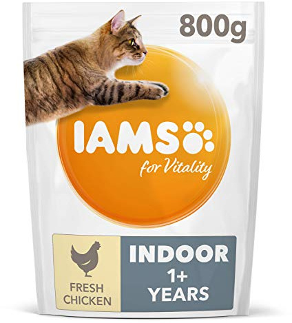 IAMS Indoor Complete Dry Cat Food for Adult and Senior Cats with Chicken 800 g