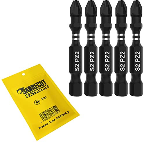 5 x SabreCut SCPZ250_5 50mm PZ2 Impact Screwdriver Driver Bits Set Single Ended Pozidriv POZI No.2 Heavy Duty