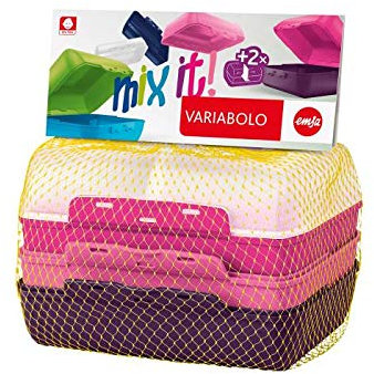 emsa Brotdose VARIABOLO Clipbox Set Girls, 4-teilig, farbig, Sie erhalten 1 Packung, Packungsinhalt: 4 teilig