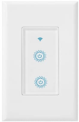 Nexete Interruptor de luz doble Wi-Fi inteligente, interruptor de un solo polo 2 en 1 compatible con Alexa Google Assistant e IFTTT, control remoto, función de temporización, no requiere concentrador